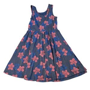 Tea Collection Girls Floral Dot Skater Dress Blue Pink Size 7